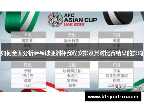 如何全面分析乒乓球亚洲杯赛程安排及其对比赛结果的影响