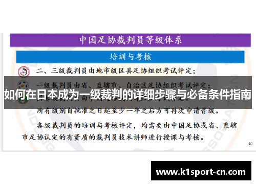 如何在日本成为一级裁判的详细步骤与必备条件指南